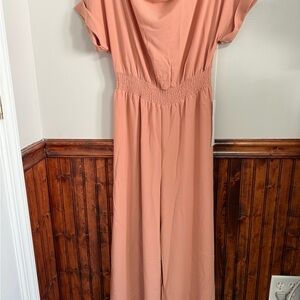 Elegant Peach Wide Leg Jumpsuit